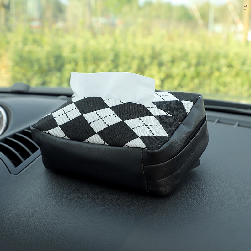 Hộp Đựng Khăn Giấy Bằng Da Gắn Ghế Ngồi Xe Hơi Tiện Dụng