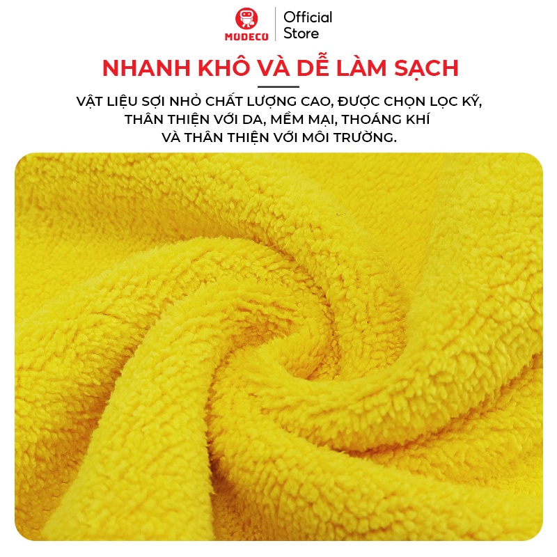 Khăn Lau Xe Hơi Ô Tô Microfiber Cao Cấp Modeco - Mật độ 600 gsm - Siêu Thấm, Không rụng lông, Không phai màu