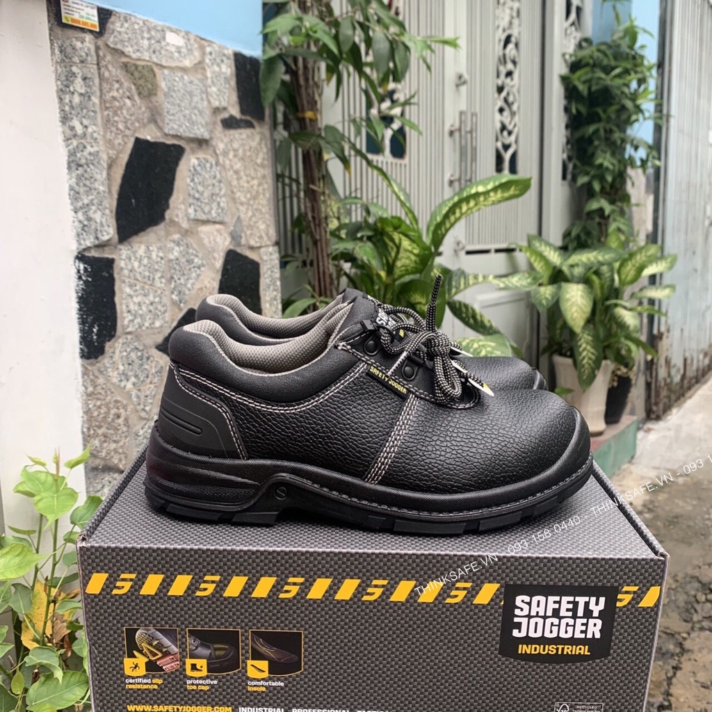Giày bảo hộ Jogger Bestrun 2 S3-SRC da bò thật, chống dầu, chống đâm xuyên (đen) - Thinksafe