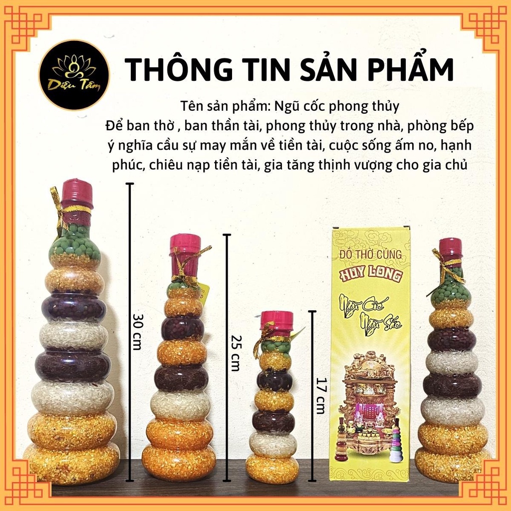 Chai ngũ cốc phong thủy năm thứ đậu hình hồ lô - Cầu tài lộc sung túc no đủ đồ thờ cúng