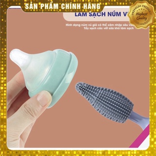 Cọ bình sữa núm ti silicon 3 chi tiết cao cấp