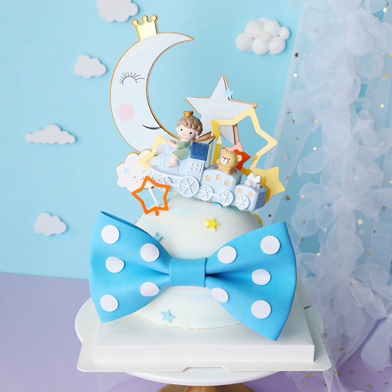 Trang Trí Bánh Kem Hình Xe Lửa Hoàng Tử Bé Hoạt Hình Dễ Thương Dành Cho Bé Trai Và Bé Gái