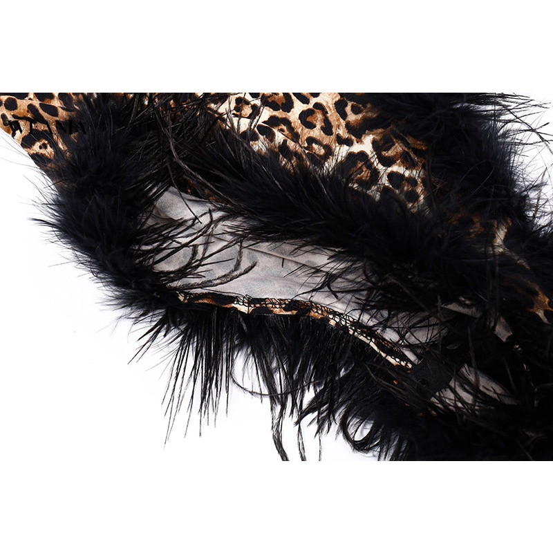 Bộ Áo Liền Quần Hai Dây Họa Tiết Da Báo Quyến Rũ Kèm Găng Tay Dành Cho Nữ