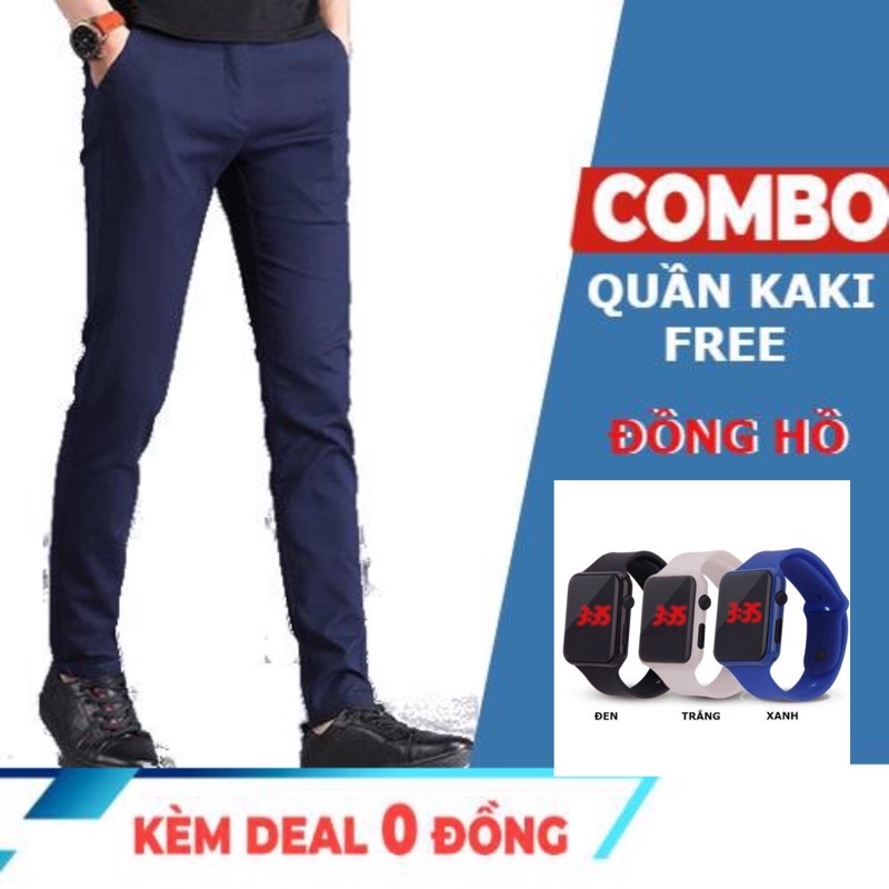 {Tặng đồng hồ đeo tay} Combo quần kaki công sở tặng kèm đồng hồ đeo tay cực truất