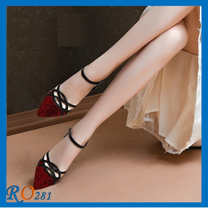 [Freeship] Giày cao gót nữ đẹp đế vuông 3cm hàng hiệu rosata hai màu đen trắng ro281
