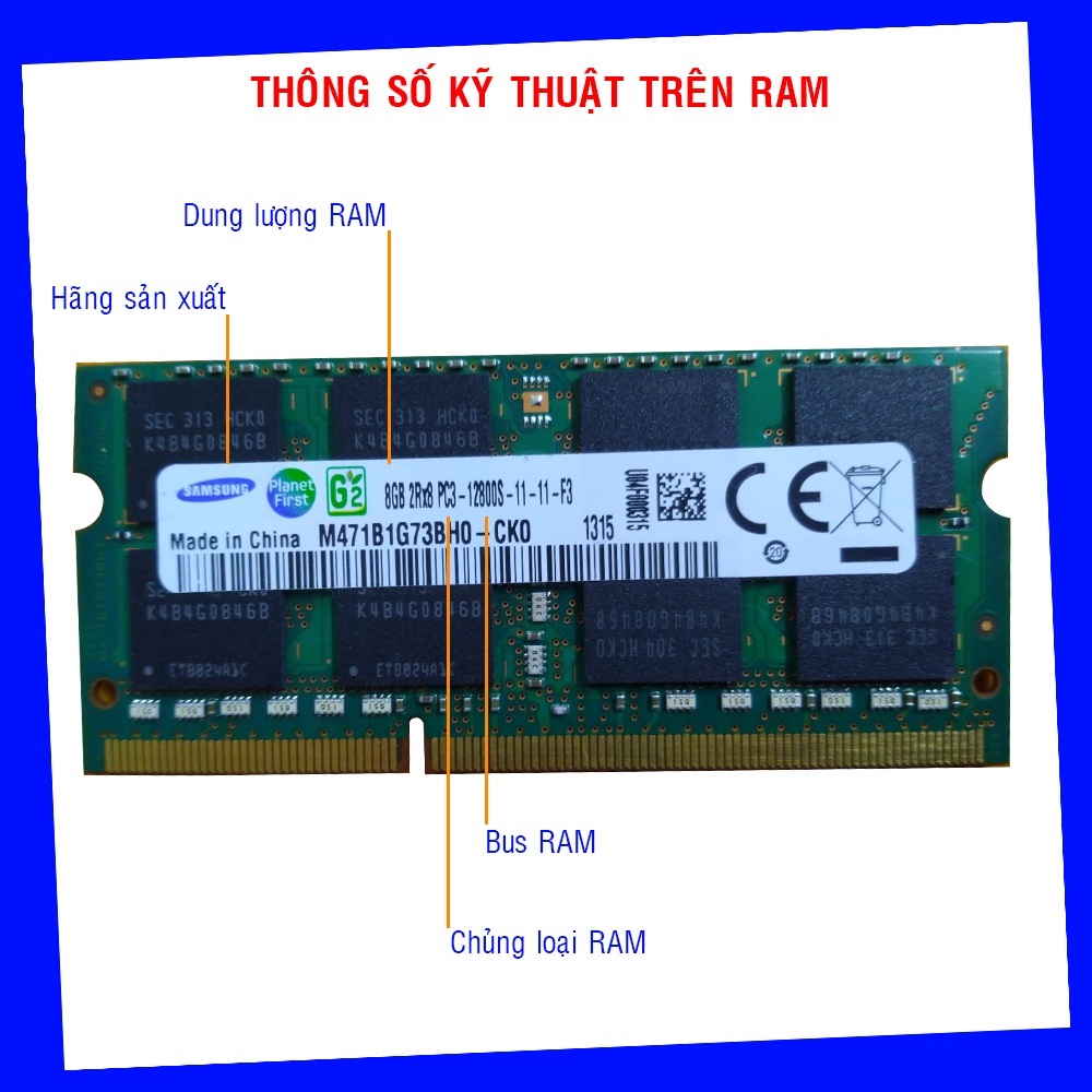 ram laptop ddr3 8gb pc3 12800s bus 1600mhz  samsung bảo hành chính hãng 12 tháng