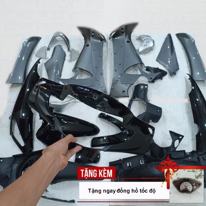 Dàn áo xe Future Neo màu ĐEN PHANH CƠ , nhựa ABS nguyên sinh - Tặng đồng hồ cơ gắn xe máy