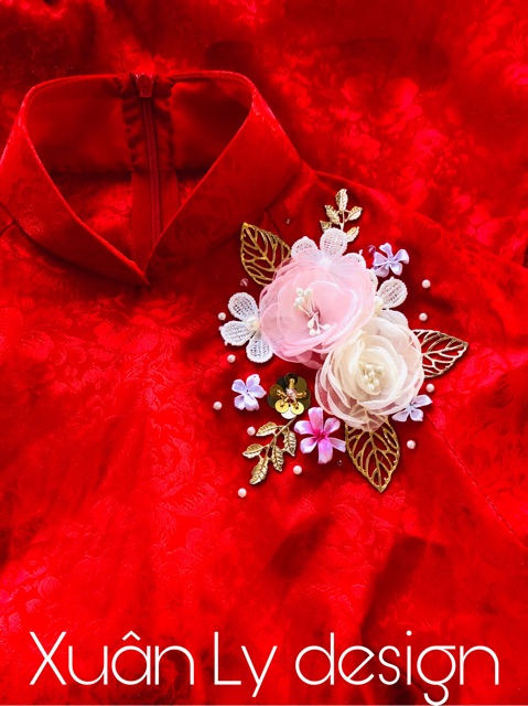 Set hoa voan trang trí áo dài cưới