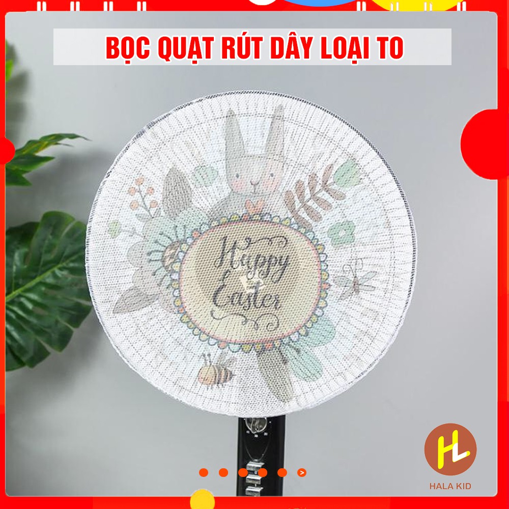 Lưới bọc quạt HỌA TIẾT cho LOẠI TO có dây rút điều chỉnh, chống bụi, bảo vệ an toàn cho bé-QATE0119/T