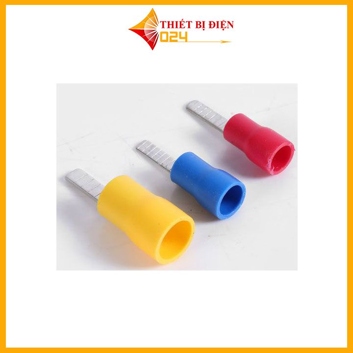 [100cái] Đầu cos dây điện pin dẹp DBV 1.25-10 bọc nhựa, đầu cốt kim dẹt bấm dây 1.5mm, cosse (cót) đồng đấu nối điện