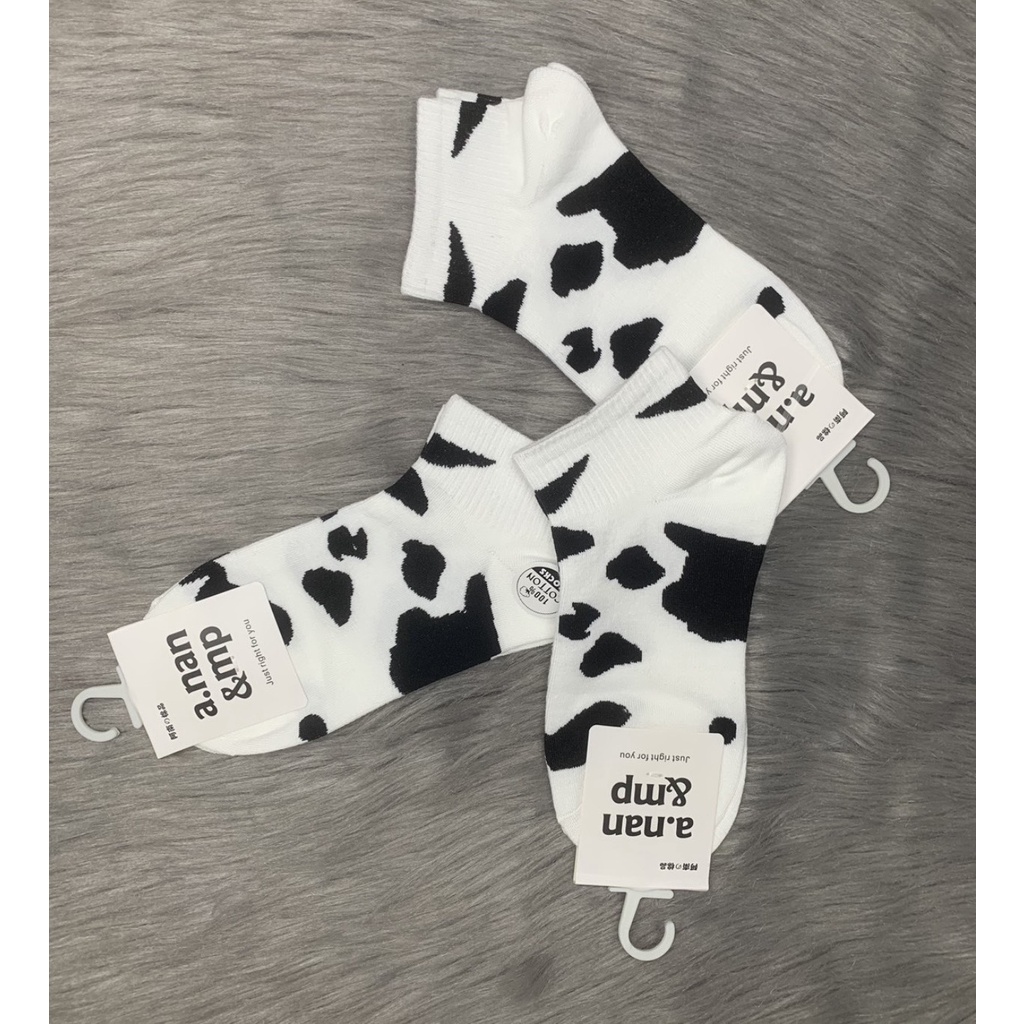 Vớ nữ cổ ngắn , hình bò sữa , phong cách Hàn Quốc , dễ thương , ảnh thật , bảo đảm giao đúng hàng