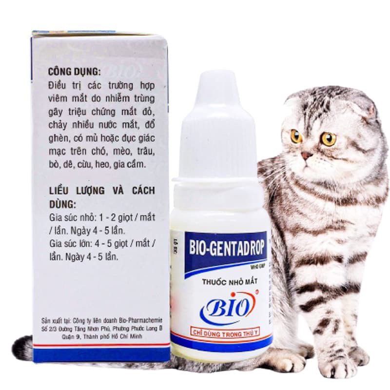 Nhỏ Mắt BIO GENTADROP đặc trị Viêm đau mắt đỏ đục giác mạc chó mèo - Dung dịch vệ sinh rửa mắt thú cưng