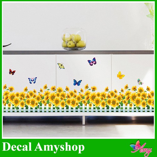 Decal dán trang trí chân tường Hoa Hướng dương - DCT006