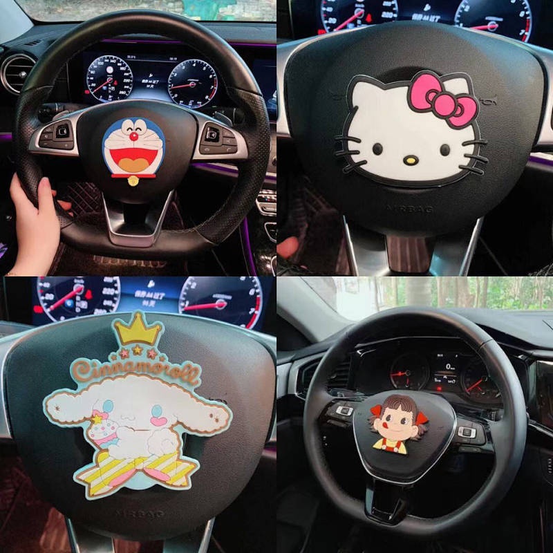 Steering Wheel Logo Cute Decorative Stickers Car Fashion Creative Car for Women Instrument Center Console Car Interior Bumper Stickers Auto department store supplies