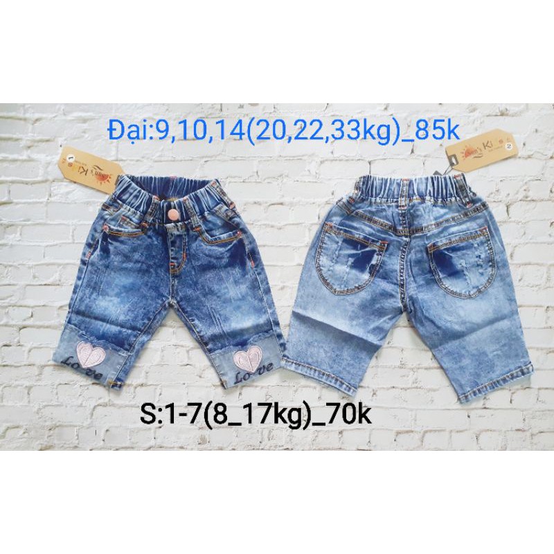 Quần jean lửng bé gái size nhí