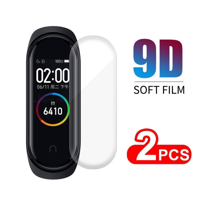 Dây Đeo Thay Thế Chất Liệu Silicon Màu Trơn Cho Xiaomi Mi Band 5 Hoặc 2 Miếng Film Mềm Tùy Chọn