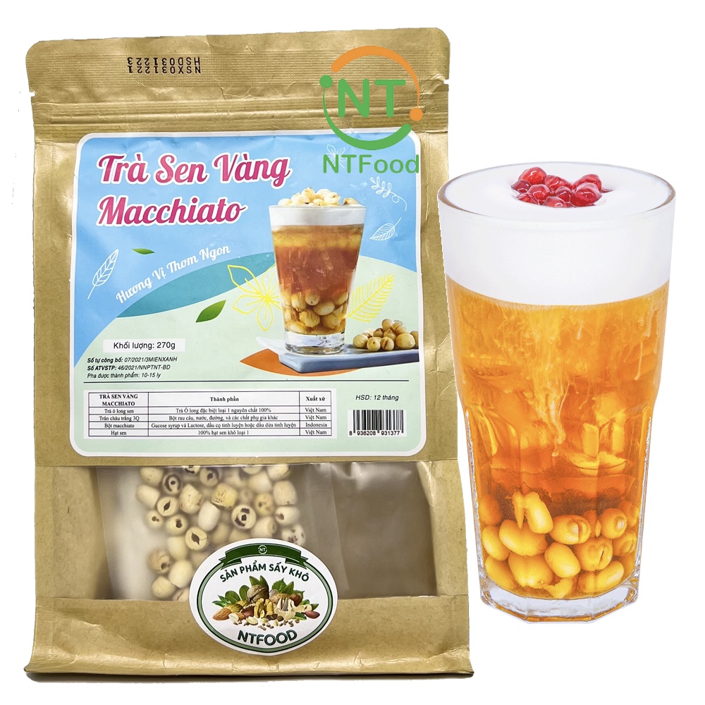 Set nguyên liệu pha Trà Sen Vàng Machiato 270g (10 - 15 ly) NTFood - Nhất Tín Food