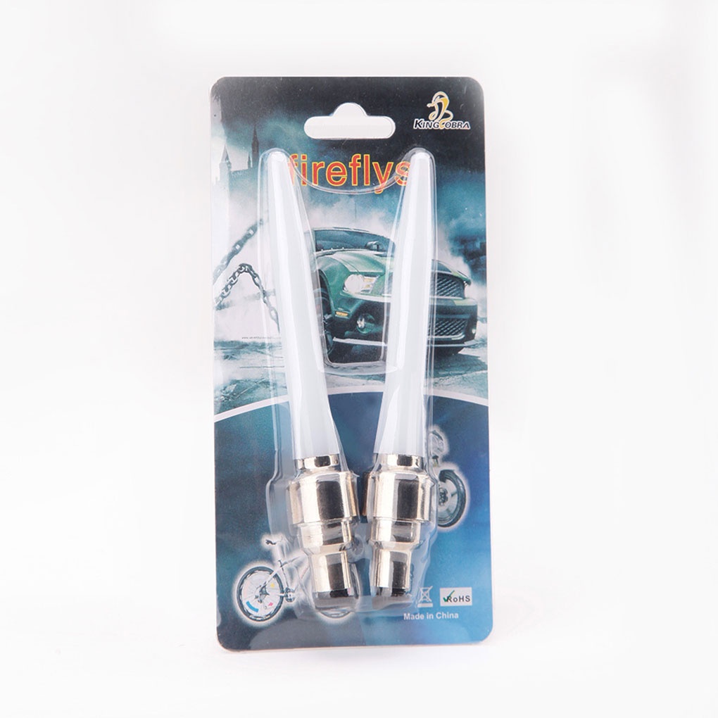 [GLOBAL] 2 Pcs/Set Bicycle Front Rear Wheel Valve Long Light Bike LED Cycling Tire Valve Cap Warning Lamp Bulb