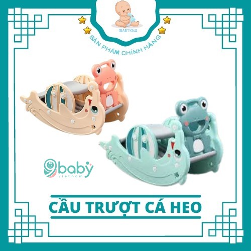 SIÊU SALE !!! Đồ chơi cầu trượt 3in1 Cá Heo, biến hình bập bênh và cột bóng rổ 9BABY