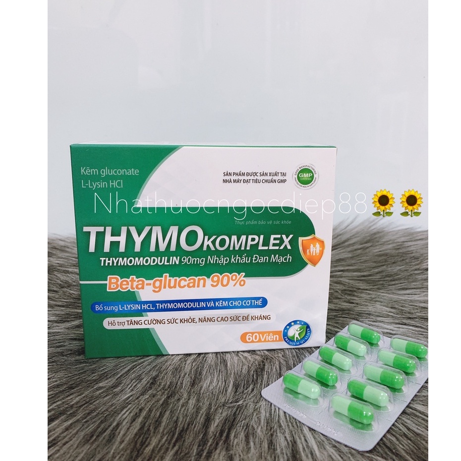 Tăng sức đề kháng -Thymokomplex, betaglucan,thymomodulin, phòng viêm đường hô hấp do virut gây ra - Hộp 60 viên