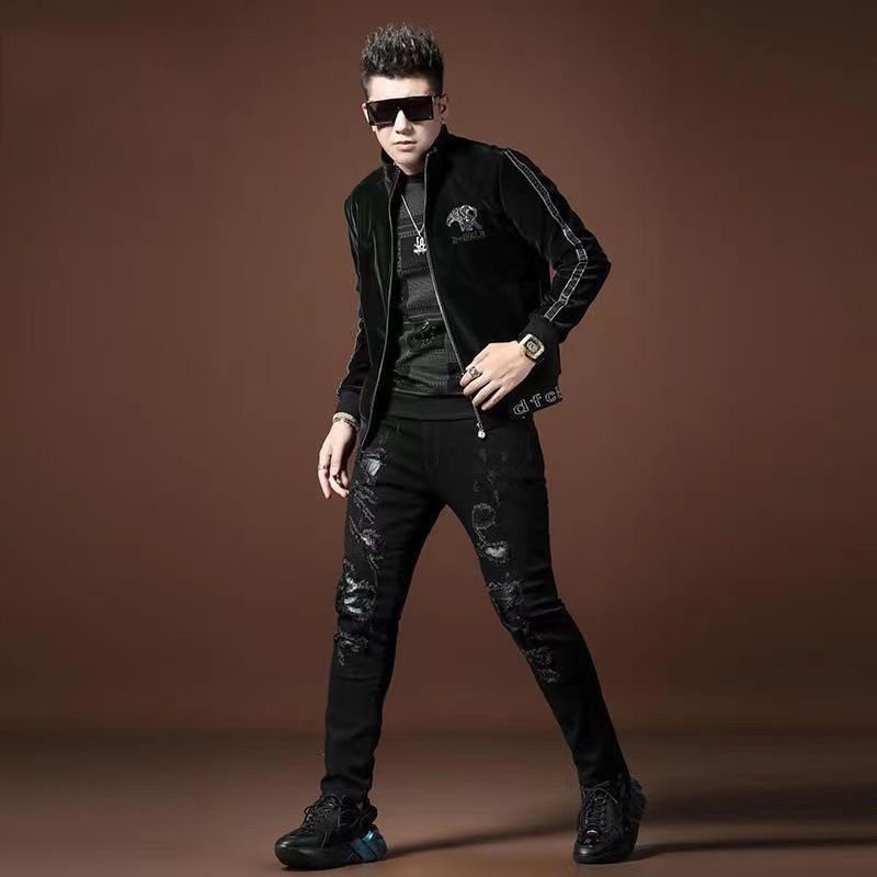 Áo Khoác jeans Thêu Hình Đại Bàng Mẫu Mới 2022 Thời Trang Xuân Thu Cho Nam