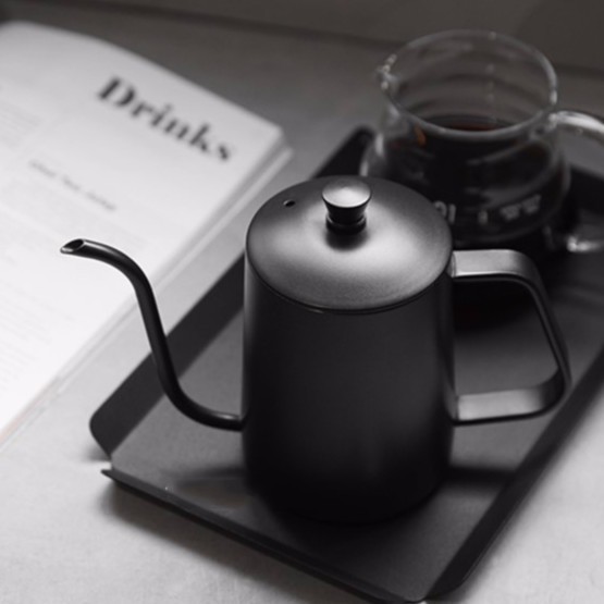 [Giá sỉ] Ấm rót pha trà Drip cafe Inox mạ sơn tĩnh điện đen Cổ Ngỗng Chuyên dụng
