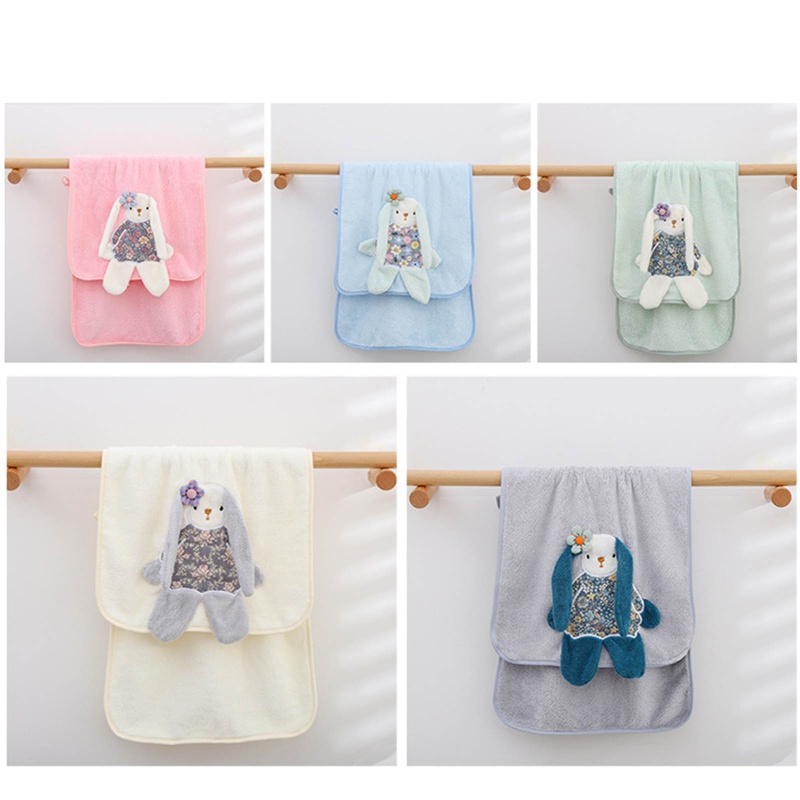 Bộ 2 Khăn Tắm / Chăn Quấn Em Bé Bằng Vải Lông Cừu San Hô Mềm Mại Họa Tiết Chú Thỏ Hoạt Hình