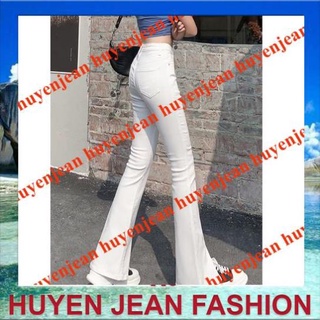 Quần loe xẻ gấu trơn_cạp cao co giãn