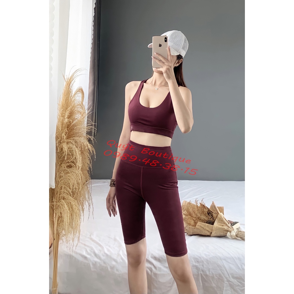 [TẶNG KÈM MÚT] Bộ lửng tập thể thao, gym, yoga, erobic nữ siêu xinh, co giãn 4 chiều, thấm hút mồ hôi tốt D002