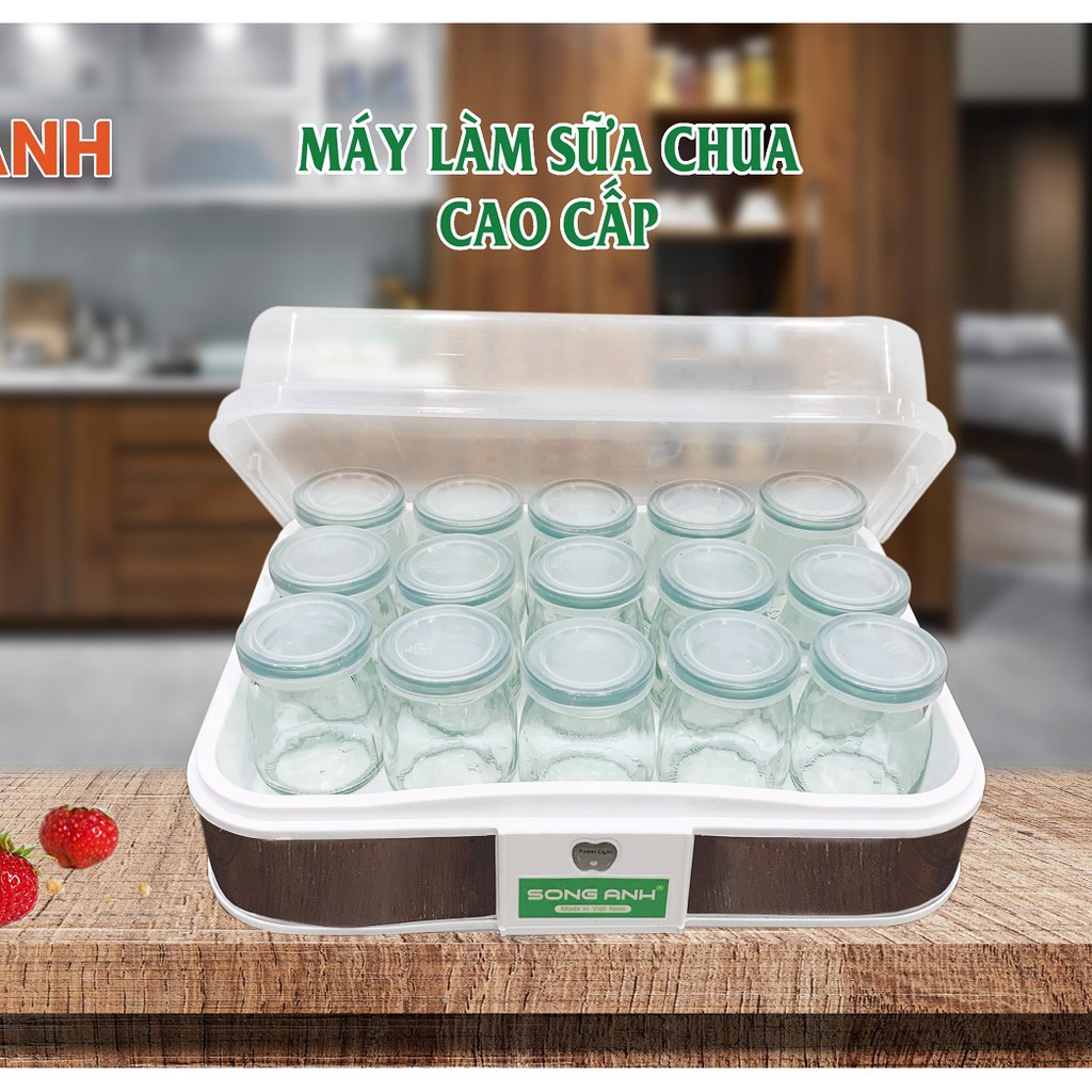 Máy làm sữa chua tại nhà giữ nguyên hương vị truyền thống tặng kèm 16 cốc thủy tinh _ BH 12 Tháng