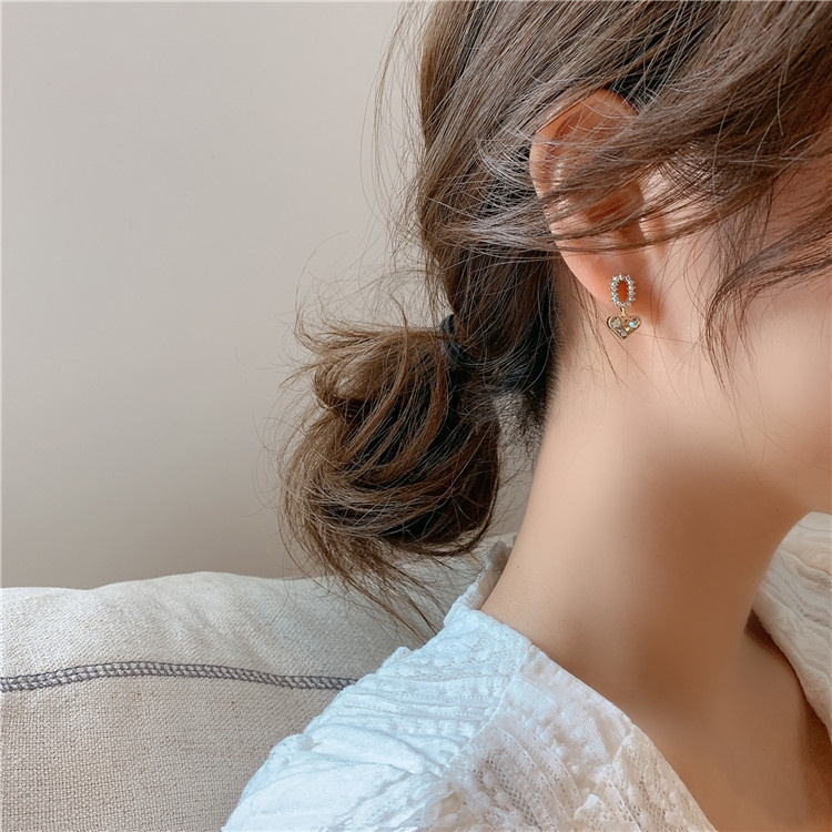 Bông Tai Hình Tròn Nhỏ Đính Đá Lấp Lánh Phong Cách Hàn Quốc Cho Nữ