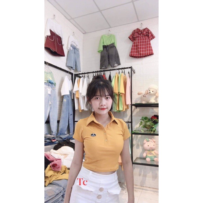 SÉT quần baggy bò xanh kèm áo crt lô gô