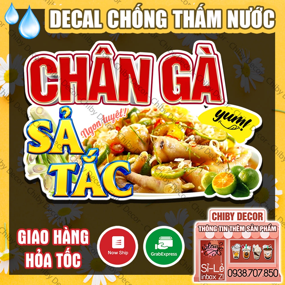 Tranh Dán Tường Chân Gà Sả Tắc 🌈 Decal Dán Tường Trang Trí - Sticker Chống Thấm Nước, Chống Nắng, Cắt Sẵn