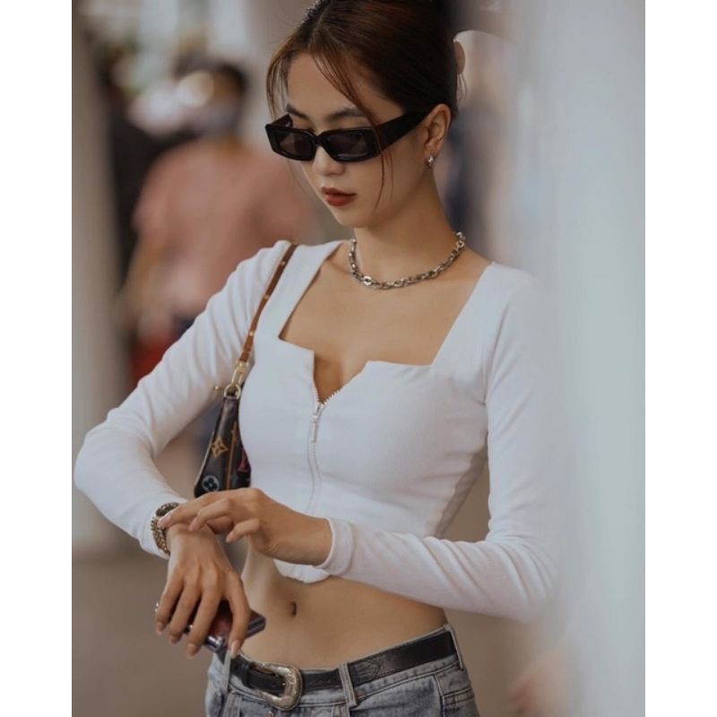 [Mã 11FASHIONSALE1 giảm 10K đơn 50K] Áo croptop khoá kéo dài tay | BigBuy360 - bigbuy360.vn