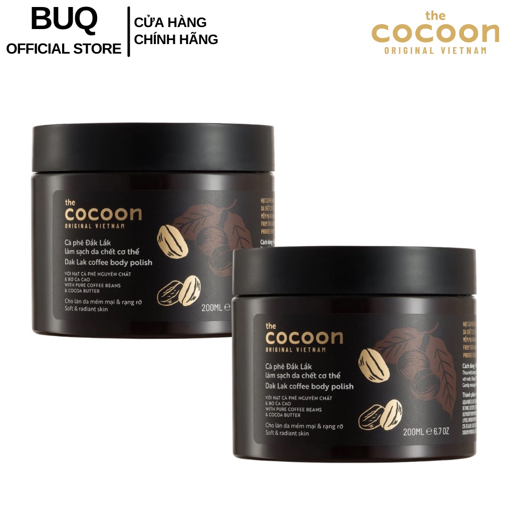 Combo 2 Hũ Cà Phê Đắk Lắk Tẩy Da Chết Body Cocoon 200ml/Hũ