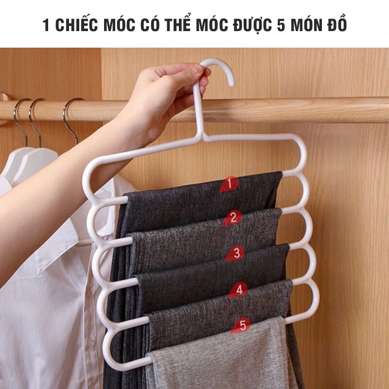 Giá Móc Áo Thiết Kế Thông Minh Treo Được 5 Chiếc Khăn Chất Liệu Nhựa Có Nhiều Màu Giao Ngẫu Nhiên