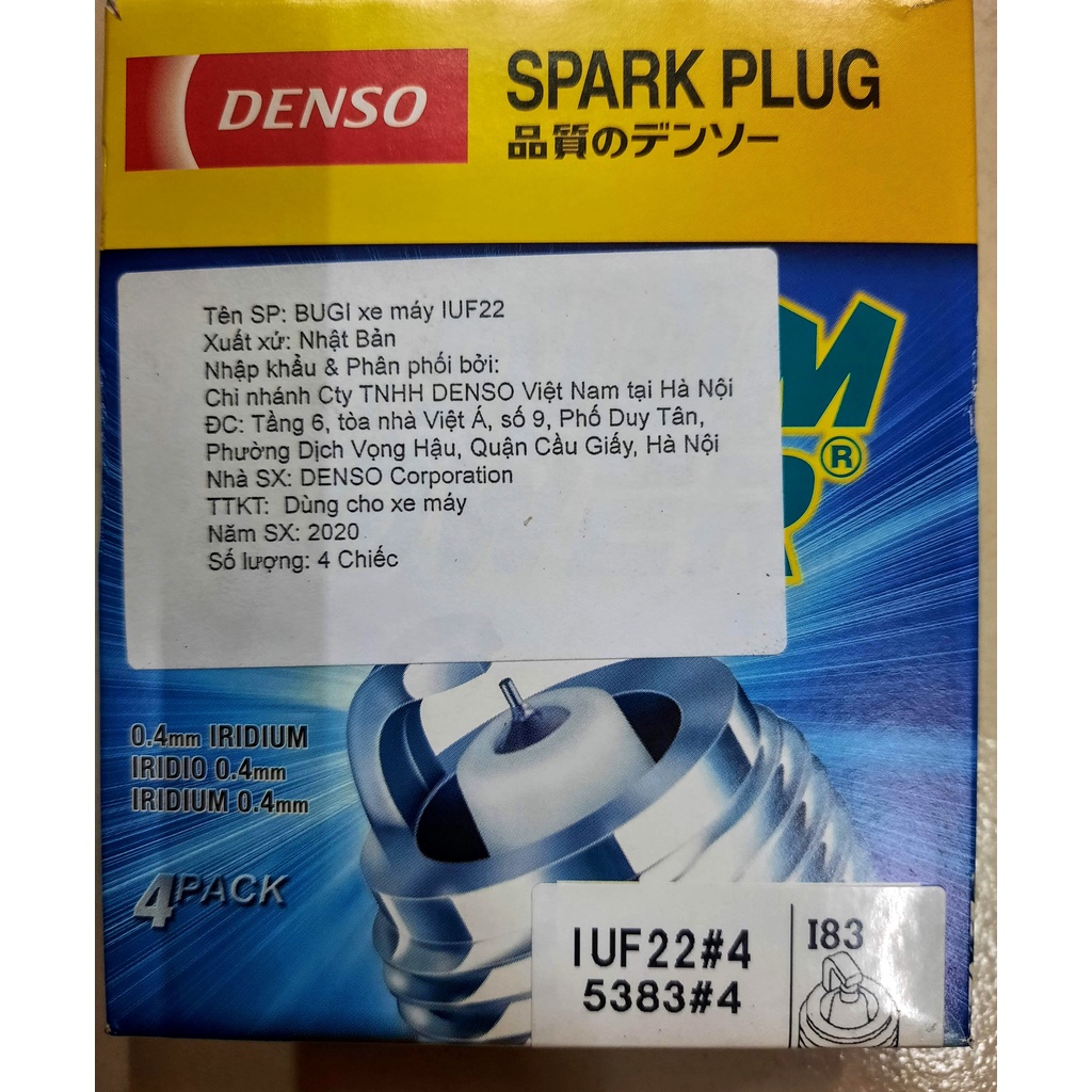 Bugi Denso bạch kim dùng cho các dòng xe tay ga và xe số