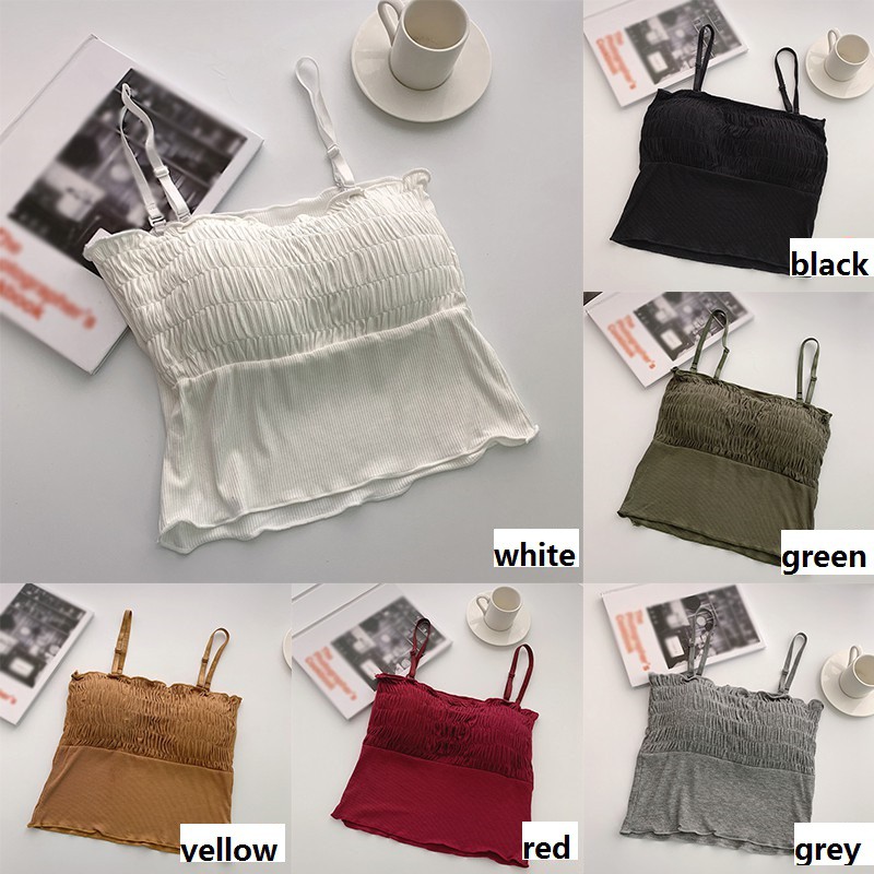 Áo 2 dây có mút đệm thiết kế nhún bèo ngực thời trang nữ quyến rũ