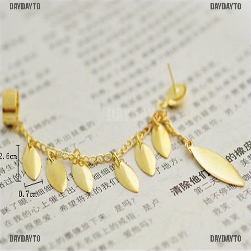 1 Bông Tai Đeo Vành Tai Hình Chiếc Lá Tua Rua Phong Cách Gothic Punk Thời Trang Cho Nữ