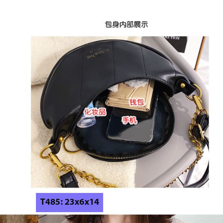 Túi bao tử đeo chéo da trơn cho nữ đeo bụng đeo trước ngực khóa tròn cá tính T485 | BigBuy360 - bigbuy360.vn