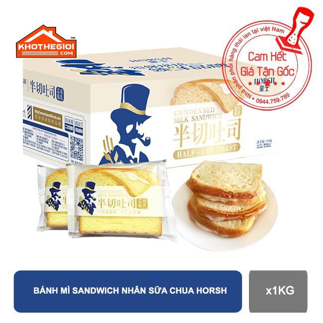 【Thùng 1KG】Bánh mì Sandwich nhân sữa chua Horsh đài loan
