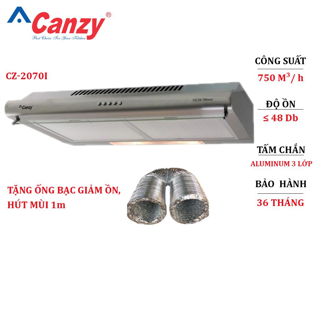 Máy hút mùi cổ điển Canzy CZ 2070I-70cm, Bảo Hành Chính Hãng 36 tháng