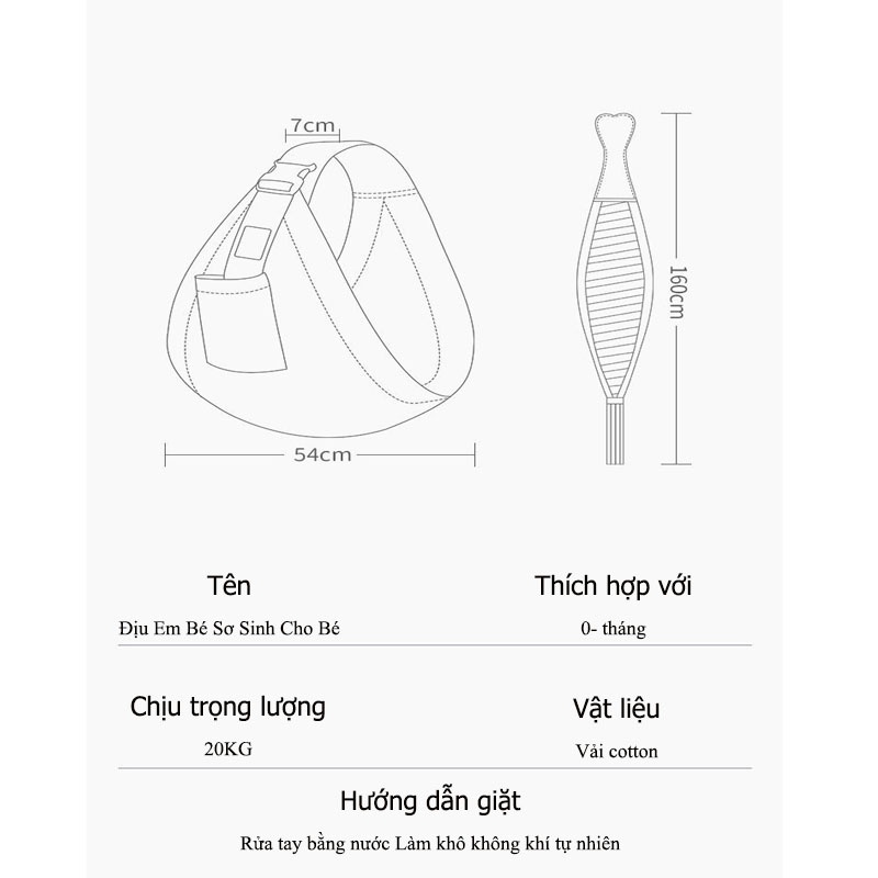 Địu Em Bé, Khăn Choàng Cho Bé 0-36 Tháng Tuổi, Đa Năng, An Toàn, Tiện Lợi Tặng Túi Rút Gấp Gọn