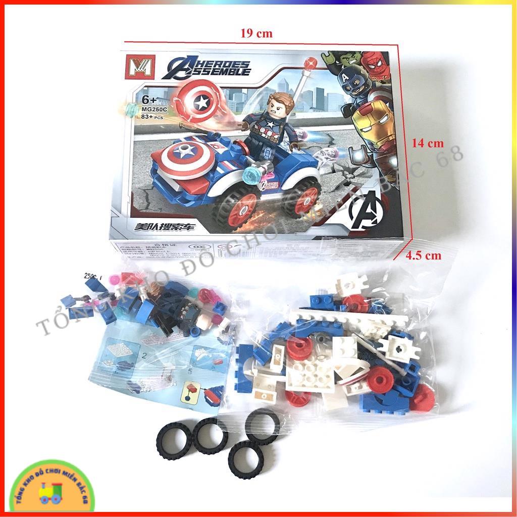 Đồ chơi lắp ráp xếp hình lego siêu anh hùng MG250 người sắt ironman người nhện spiderman captain america Green man