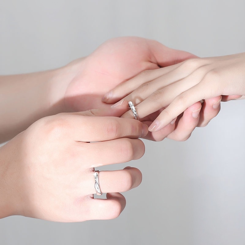 Edge Nhẫn Đôi Mạ Bạc 925 Có Thể Điều Chỉnh Kích Cỡ