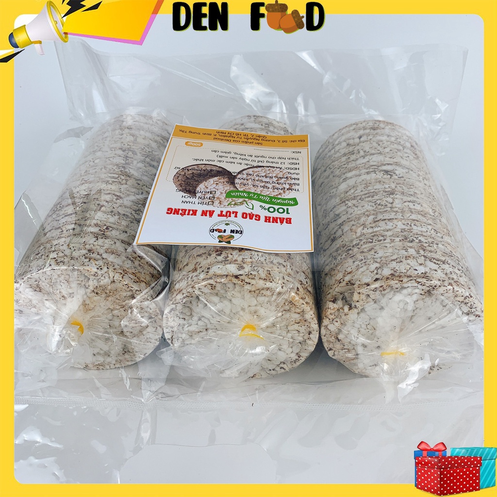 Bánh gạo lứt ăn kiêng Denfood, bánh nổ gạo lức nguyên hạt 500gr