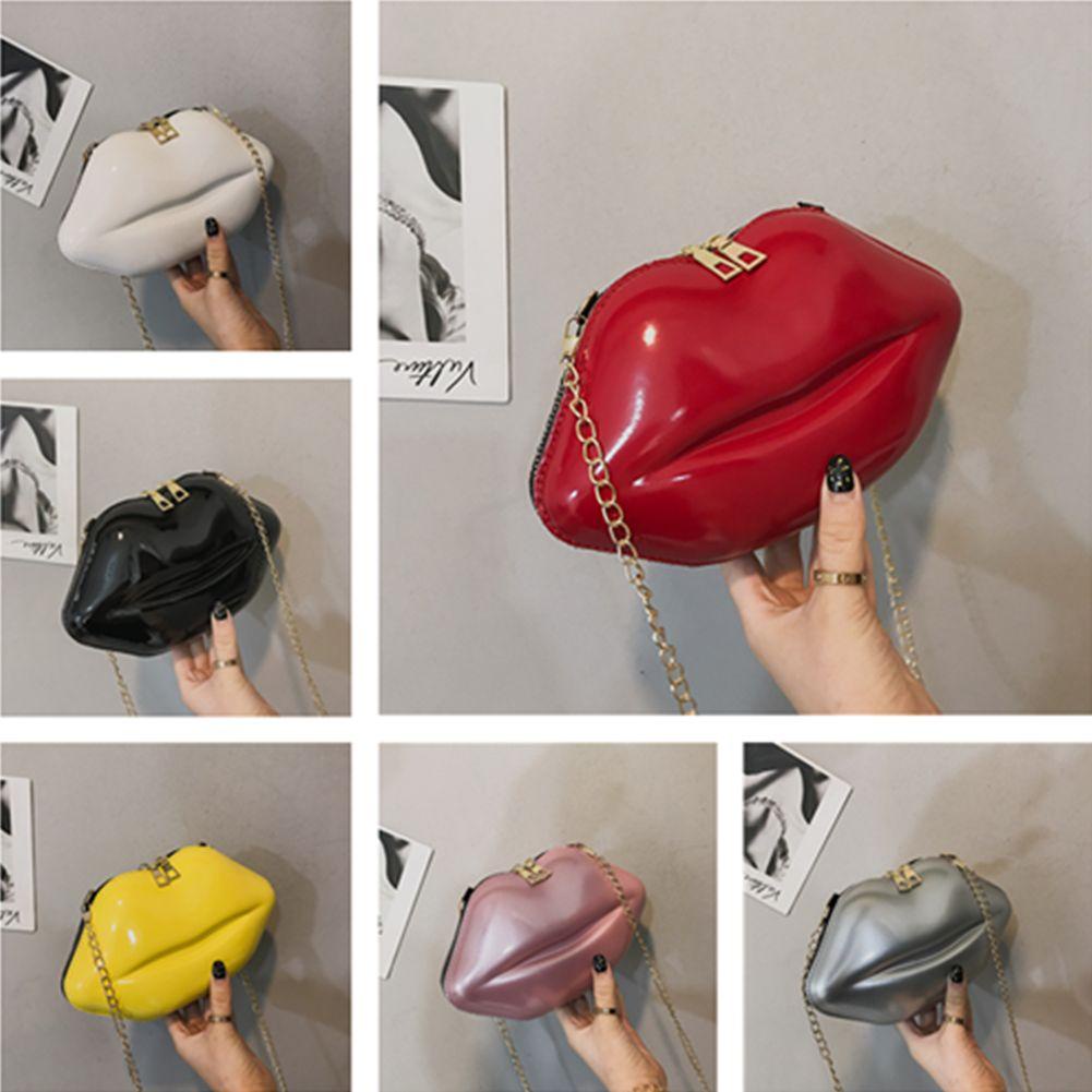 Túi Đựng Điện Thoại PVC Hình Đôi Môi Phối Dây Xích Đeo Vai Thời Trang Cho Nữ