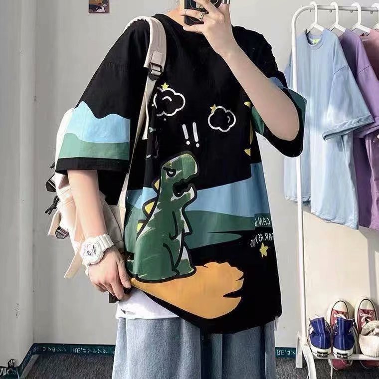 Áo Thun Tay Ngắn In Hình Khủng Long Thời Trang Mùa Hè Có 10 Màu Size M-3Xl