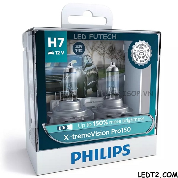 [Mã LIFEAU5SALE giảm 20k đơn 50k] [LEDT2 ISOP] Đèn pha Halogen Philips Xtreme Vision +130% +150%