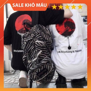 [ẢNH THẬT]ÁO THUN TAY LỠ CỔ TRÒN FORM RỘNG DÁNG UNISEX NAM NỮ IN HÌNH LÀM ÁO ĐÔI ÁO LỚP in hình trăng máu<75kg